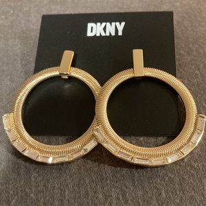 DKNY Gold-Tone Crystal Baguette Post Drop Earrings